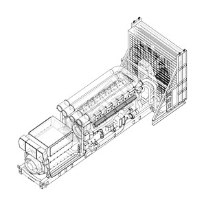 大型工业柴油发电机 韦克托资源植物燃料等距字法机械发动机工厂蓝图力量图片