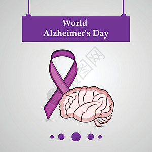 世界老年痴呆症日背景记忆墙纸心理学女士病人头脑失智药品海报紫色图片