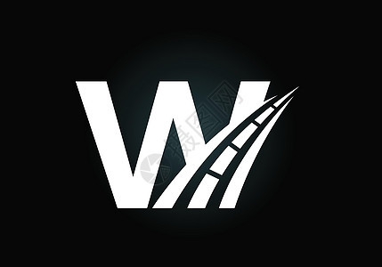 带有道路标志的字母 W 唱 公路养护施工的创意设计理念 运输和交通主题商业路线标签身份网络沥青艺术插图品牌字体图片