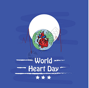世界心脏日背景营养科学疾病横幅援助生活压力插图脉冲海报图片