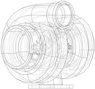 汽车涡轮增压器概念大纲 韦克托扇子车辆发动机机械技术活力蓝图机器力量绘画图片