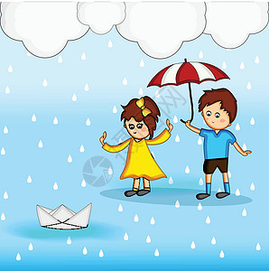 季风季节背景下雨太阳横幅彩虹阳光雨滴天气孩子们环境折扣图片