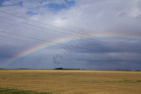 萨斯喀彻温省帕蕊彩虹干旱天空气候草原雷雨场地城市天气背景图片