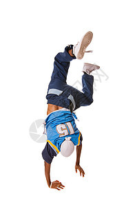 在白人背景下运动的 风舞青年男子歌手姿势男性演员成人平衡男人舞蹈杂技舞蹈家图片