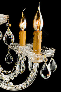 特写当代玻璃枝形吊灯水晶家具奢华蜡烛照明辉光珠宝风格金子餐厅图片