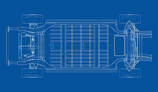 带电池的电动汽车底盘 韦克托机壳车辆技术驾驶活力插图蓝图草图力量建造图片