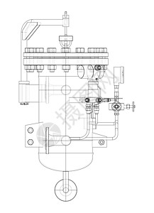 带水龙头和压力表的工业空气过滤器字法管道绘画燃料阀门力量管子压力汽油插图图片