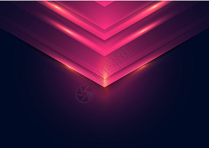 深色背景上的抽象技术概念粉红灯三角形图片
