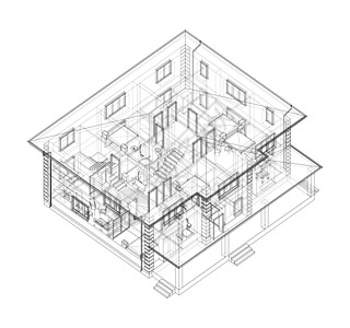 住宅建筑技术图纸 韦克托原理图建筑学房子网格蓝图文书建造草图工作项目图片