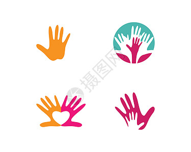 手部护理标志模板插图家庭孩子们圆圈团队合伙社区创造力友谊婴儿图片