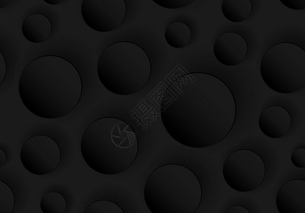 3D 黑色圆圈在深色背景和粗糙纹理上浮雕无缝图案图片