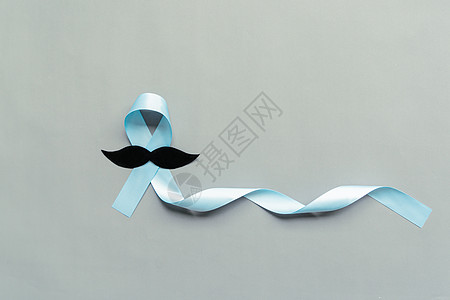 11月的浅蓝丝带 灰色面带胡子 复制空间 前列腺癌意识月 男子健康概念幸存者机构生活控制保健世界癌症父亲疾病男人图片