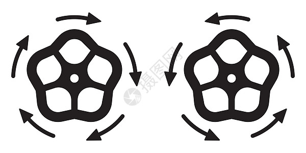 打开和特写水龙头的图标 拧紧水阀的矢量概念图片