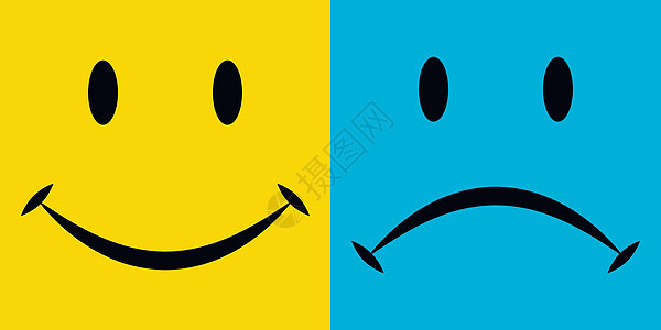 微笑和悲伤情绪快乐和失望矢量图标快乐和悲伤的情绪图片