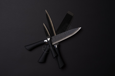 黑色的厨房用具菜刀刀刃刀套雕刻小路金属屠夫厨师奢华水平图片