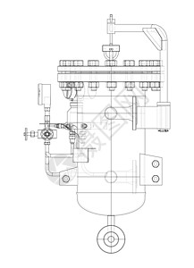 带水龙头和压力表的工业空气过滤器配件测量汽油阀门管子插图管道草图工厂活力图片