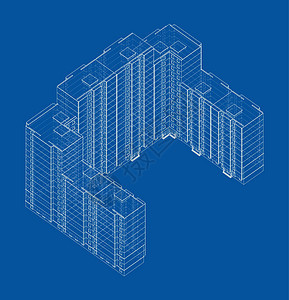 矢量多层住宅建筑办公室字法蓝图绘画建筑师建筑学住房建造等距房子图片