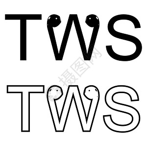 Tws 耳机图标 卡通矢量TWS真无线立体声耳机立体声耳机播放高音质音乐图片