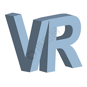 vr字体VR 虚拟现实字母 V 和 R 矢量 3d vr 图标虚拟现实 sig插画