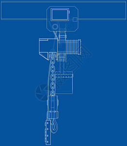 绞车或起重机械概念大纲 韦克托工厂绘画草图货物自动化起重机蓝图等距工业绞盘图片
