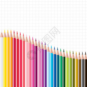 向量集的彩色铅笔补给品木头办公室彩虹教育学校绘画蓝色团体蜡笔背景图片