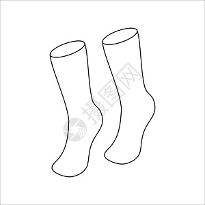 涂鸦袜子套装设计 孤立在白色背景上的冬季矢量图男人草图棉布黑色织物运动松紧带服装针织品衣服图片