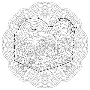 带图案的圆形基材上的装饰蛋糕图案插图涂鸦早餐植物学成人调色师糕点时间禅绕圆圈图片