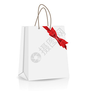 带蝴蝶结和丝带的空购物袋 用于广告和品牌矢量制作图案图片