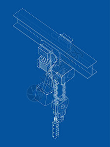 绞车或起重机械概念大纲 韦克托修理起重机建筑机器工具绞盘草图蓝图高架自动化图片