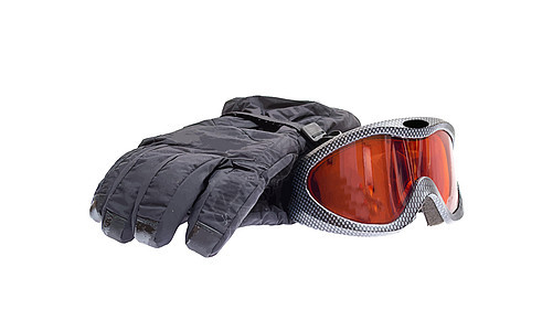 滑雪滑雪护目镜与孤立的白色背景上的手套 矢量它制作图案图片