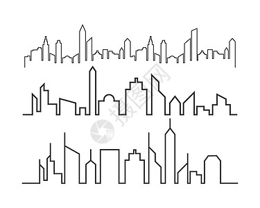 现代城市天际线横幅财产天空街道建造插图全景地平线摩天大楼景观图片
