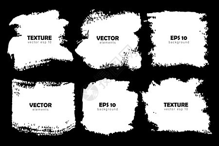 Grunge 设置画笔形状矢量笔画白色隔离在黑色背景上 手绘田庄元素 水墨画 杂乱的设计文本和 quot 的地方农庄刷子曲线打印图片