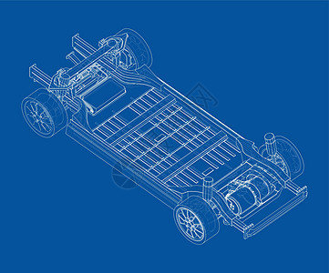 带电池的电动汽车底盘 韦克托工程绘画收费环境力量蓝图发动机引擎技术生态图片