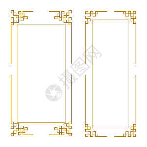 中国边境矢量图庆典文化插图角落框架古董新年艺术卡片金子背景图片