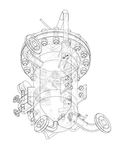 带水龙头和压力表的工业空气过滤器阀门压力绘画化学品压力计燃料插图字法蓝图植物图片