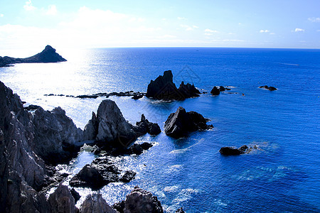 西班牙阿尔梅里亚自然公园Sirens珊瑚礁旅游石头岩石悬崖海岸旅行天气海浪假期蓝色图片