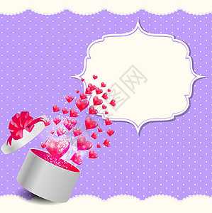 情人节贺卡与礼品盒和心形爱情艺术红色插图空白创造力礼物项目绘画艺术品图片