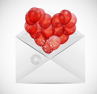 情人节卡片与心形气球矢量它制作图案礼物空白盒子传单创造力红色风格装饰爱情插图图片