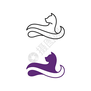 猫图标设计矢量图设计卡通片白色绘画标签动物尾巴艺术猫科插图小猫图片