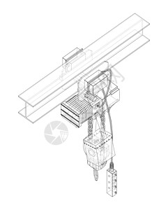 绞车或起重机械概念大纲 韦克托机器工程制造业高架乐器工业重量等距起重机工作图片