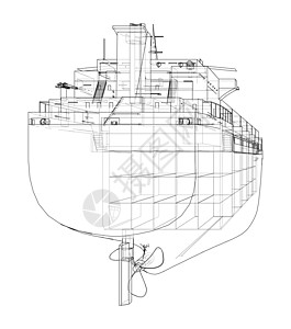 装有集装箱的货船 韦克托运输草图插图载体盒子商品加载港口卸载出口图片
