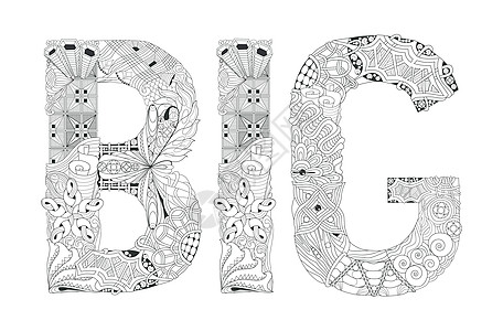 Word BIG 用于着色 矢量装饰 zentangle 对象图片