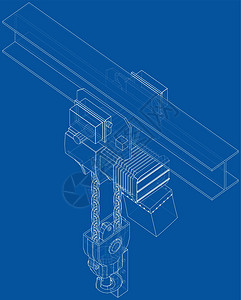 绞车或起重机械概念大纲 韦克托货物草图蓝图电气工业制造业高架工作工厂自动化图片