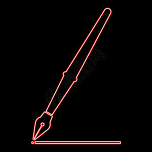 霓虹笔红色矢量插图平面样式 imag艺术网络教育墨水圆珠笔按钮指针乐器办公室工具背景图片