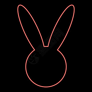 霓虹兔或兔头红色矢量插图平面样式 imag图片