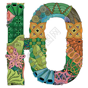 俄语西里尔字母 矢量装饰 zentangle 对象字体插图涂鸦纺织品艺术创造力打印蕾丝织物绘画图片