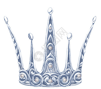 有宝石fiani的水彩银皇冠公主图片