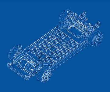 带电池的电动汽车底盘 韦克托马达机壳引擎驾驶插图运输收费建造活力技术图片