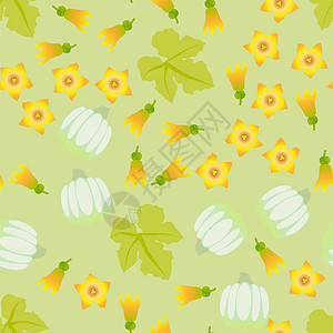 可爱的无缝模式与卡通 emoji 南瓜叶子植物学墙纸纺织品微笑包装种植园季节壁球插图图片