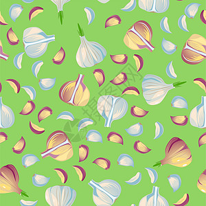 可爱的无缝模式与卡通程式化叶子季节植物学植物香料蔬菜墙纸插图包装背景图片
